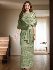 Sheath/Column Scoop Neck Floor-Length Lace/Silk Like Satin Mother Of The Bride Dresses