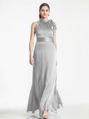 A-line Scoop Full-Length Chiffon Evening Dress