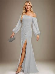 Trumpet/Mermaid Asymmetrical Floor-Length Chiffon Evening Dress With Pleated