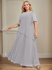 A-line Scoop Ankle-Length Chiffon Mother of the Bride Dress With Beading