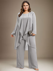 Pantsuit Separates Scoop Floor-Length Chiffon Mother of the Bride Dress