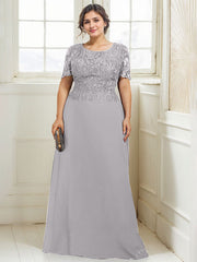 A-line Scoop Floor-Length Lace Chiffon Mother of the Bride Dress With Sequins