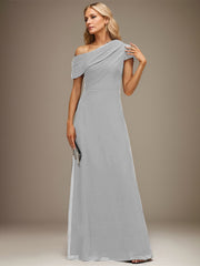 A-line Asymmetrical Floor-Length Chiffon Evening Dress With Pleated