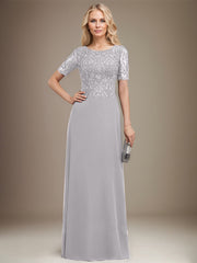 A-line Scoop Floor-Length Lace Chiffon Mother of the Bride Dress With Sequins