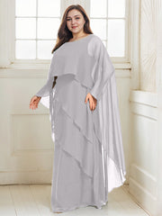 A-line Scoop Floor-Length Chiffon Mother of the Bride Dress