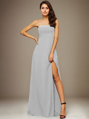 A-line Square Floor-Length Chiffon Evening Dress
