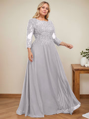 A-line Scoop Floor-Length Lace Chiffon Mother of the Bride Dress With Sequins