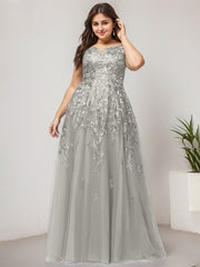A-line Off the Shoulder Illusion Floor-Length Tulle Lace Evening Dress