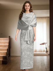Sheath/Column Scoop Neck Floor-Length Lace/Silk Like Satin Mother Of The Bride Dresses