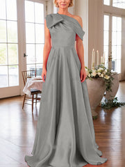 A-Line One-Shoulder Sleeveless Satin Mother Of The Bride Dresses With Bow