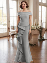 Off-The-Shoulder Cascading Ruffles Mother Of The Bride Dresses