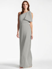 A-Line Asymmetrical Full-Length Satin Evening Dress