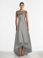 Sheath/Column V-Neck Full-Length Satin Evening Dress