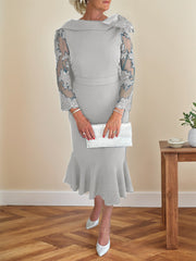 Trumpet/Mermaid Elastic Satin(Slight Stretch) Mother Of The Bride Dresses With Bow(s)/Lace