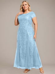 Trumpet/Mermaid Scoop Ankle-Length Lace Tulle Mother of the Bride Dress With Sequins Beading