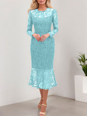 Trumpet/Mermaid Illusion Neck Lace Mother Of The Bride Dresses With Back Hole