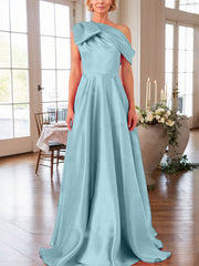 A-Line One-Shoulder Sleeveless Satin Mother Of The Bride Dresses With Bow