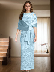 Sheath/Column Scoop Neck Floor-Length Lace/Silk Like Satin Mother Of The Bride Dresses
