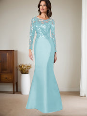 Scoop Neck Long Sleeves Floor-Length Satin/Sequined Mother Of The Bride Dresses