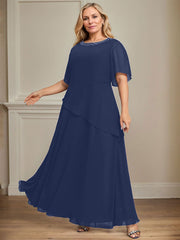 A-line Scoop Ankle-Length Chiffon Mother of the Bride Dress With Beading