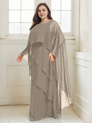 A-line Scoop Floor-Length Chiffon Mother of the Bride Dress