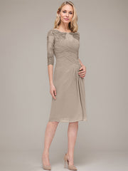 Sheath/Column Knee-Length Chiffon Mother of the Bride Dress With Jacket Appliqued Pleated