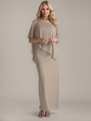 Sheath Scoop Floor-Length Beaded Mother of the Bride Dress