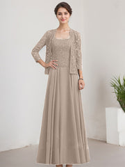 A-line Square Floor-Length Lace Chiffon Mother of the Bride Dress With Sequins