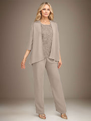 Stormy 3 Piece Long Mother of the Bride Pant Suits with Appliques