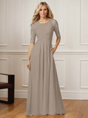 A-Line Square Neck Floor-Length Chiffon Mother of the Bride Dress