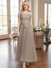 A-Line Illusion Neck Ankle-Length Chiffon Mother Of The Bride Dresses With Lace