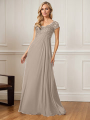 A-Line V-Neck Floor-Length Chiffon Mother of the Bride Dress