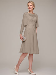 A-line/Princess Sleeveless Knee-Length Chiffon Mother of the Bride Dress With Jacket Appliqued Beading