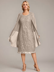 A-line Scoop Knee-Length Lace Mother of the Bride Dress With Sequins