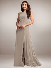 A-Line Scoop Floor-Length Sequins Chiffon Mother of the Bride Dress