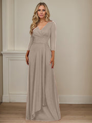 A-Line V-Neck Floor-Length Chiffon Mother of the Bride Dress