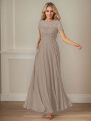 A-Line Boat-neck Sequins Chiffon Mother of the Bride Dress