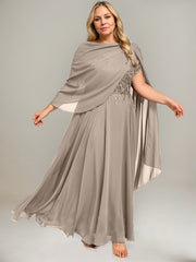 A-line V-Neck Illusion Ankle-Length Lace Chiffon Mother of the Bride Dress With Sequins