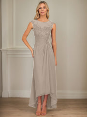 A-Line Scoop Asymmetrical Chiffon Mother of the Bride Dress