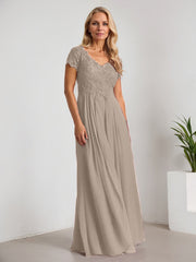 A-Line V-Neck Floor-Length Chiffon Mother of the Bride Dress