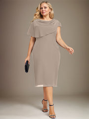 Sheath/Column Scoop Knee-Length Chiffon Mother of the Bride Dress With Beading