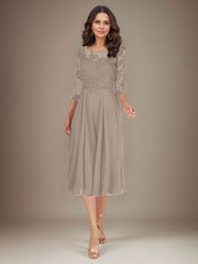 Plum A-Line Scoop Lace Chiffon Mother of the Bride Dress