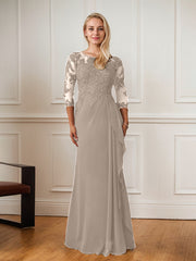 A-Line Floor-Length Scoop Chiffon Mother of Bride Dress
