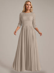 A-Line Scoop Floor-Length Chiffon Mother of the Bride Dress