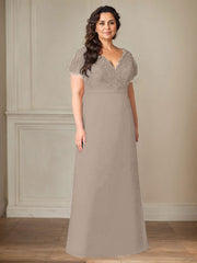 A-Line V-Neck Lace Chiffon Mother of the Bride Dress