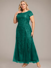 Trumpet/Mermaid Scoop Ankle-Length Lace Tulle Mother of the Bride Dress With Sequins Beading