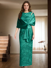 Sheath/Column Scoop Neck Floor-Length Lace/Silk Like Satin Mother Of The Bride Dresses
