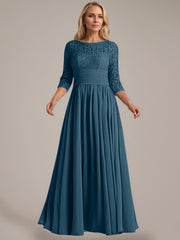 A-Line Scoop Floor-Length Chiffon Mother of the Bride Dress