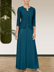 Glitter Lace & Satin Skirt Jacket Dress with Open Jacket