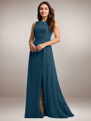 A-Line Scoop Floor-Length Sequins Chiffon Mother of the Bride Dress